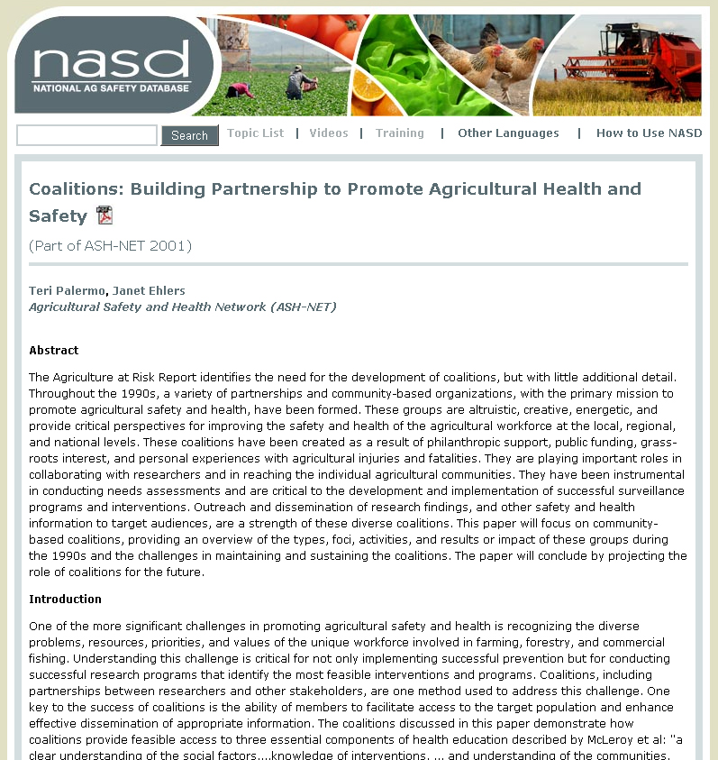 National Ag Safety Database project screenshot